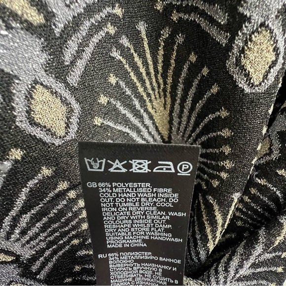 Reiss Annie Metallic Jacquard Long Sleeve Mini Dress Large Retro Glam Disco - Picture 13 of 16